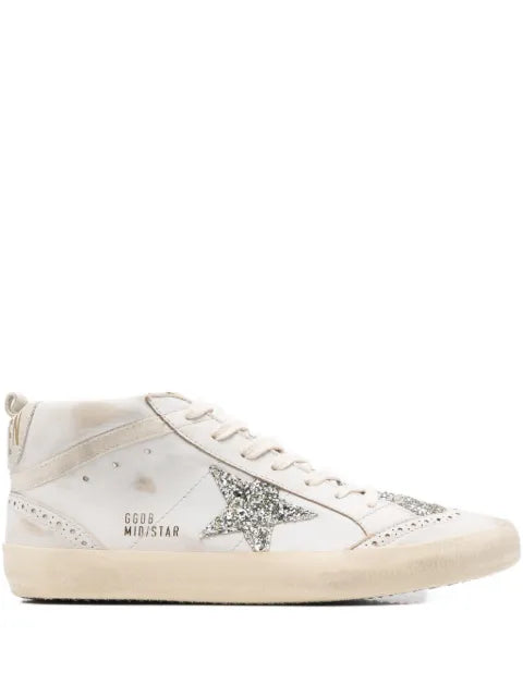 Golden Goose Mid Star glitter-patch sneakers