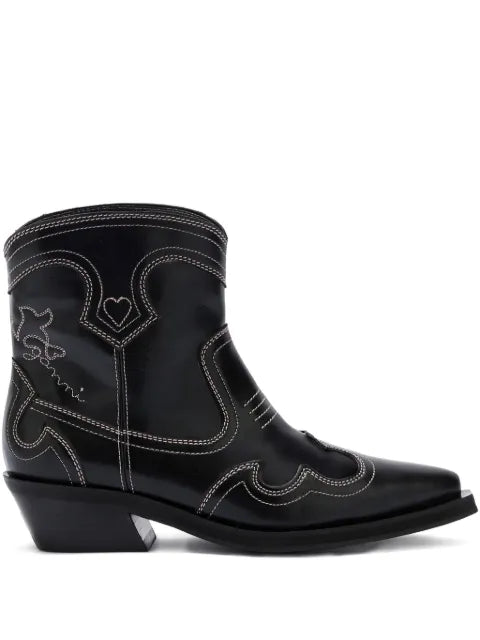 GANNI low shaft embroidered western boots