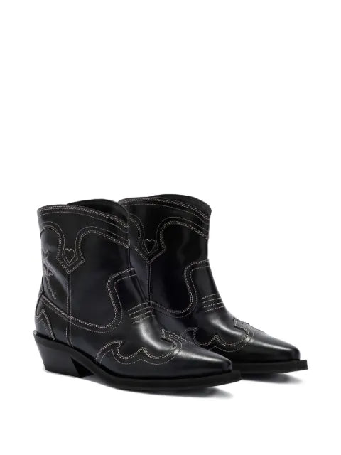GANNI low shaft embroidered western boots