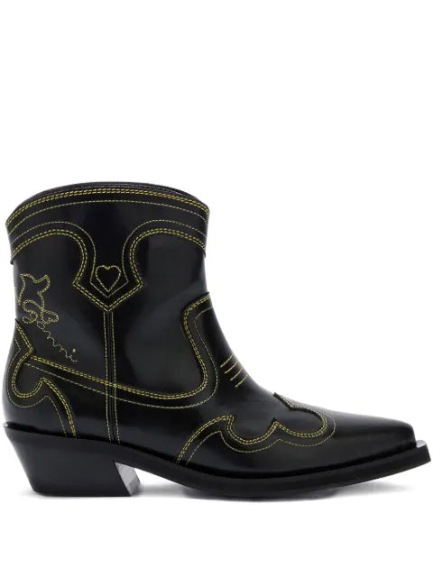 GANNI low shaft embroidered western boots
