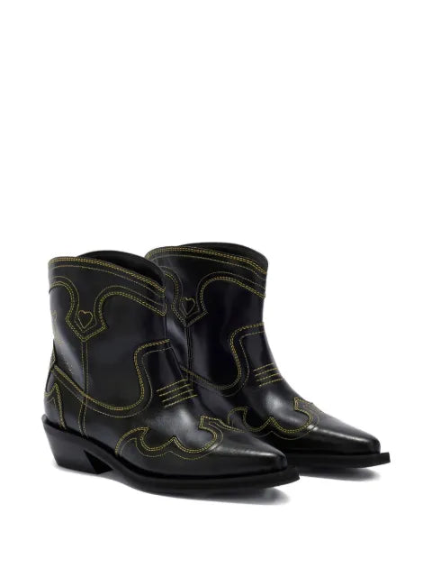 GANNI low shaft embroidered western boots