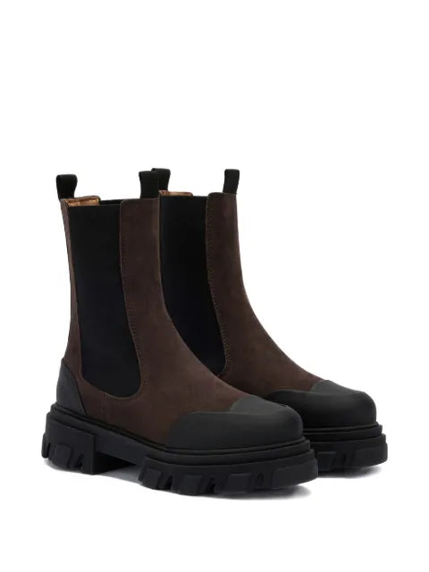 GANNI cleated mid chelsea boots in brown