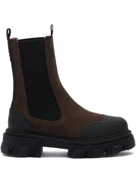 GANNI cleated mid chelsea boots in brown