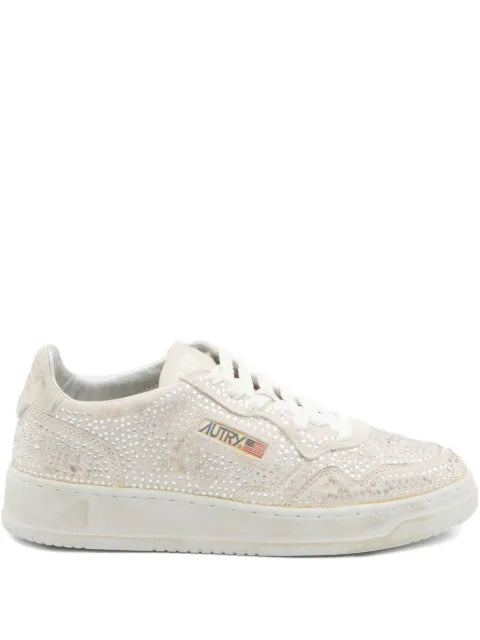 Autry Medalist crystal-embellished suede sneakers