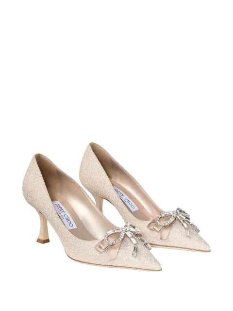 Jimmy Choo Auria 70 crystal-embellished bow-detail pumps