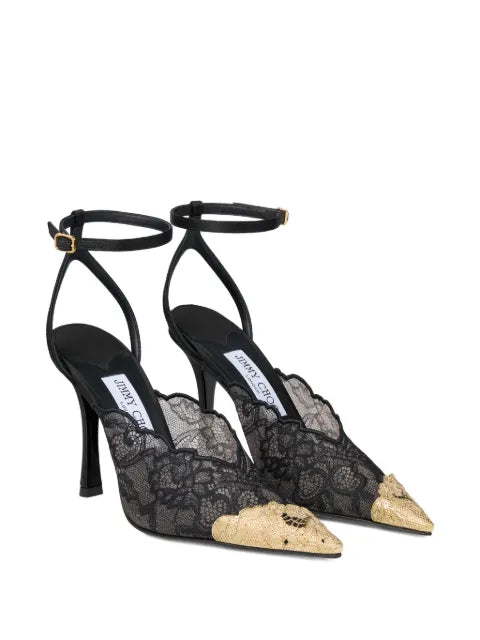 Jimmy Choo Faiz 100 lace metal-toe pumps