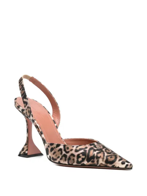 Amina Muaddi Holli leopard slingback pumps
