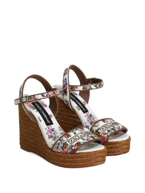Dolce & Gabbana nappa-leather wedge-sandals with embroidery