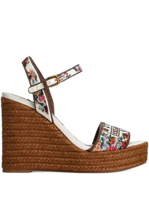 Dolce & Gabbana nappa-leather wedge-sandals with embroidery