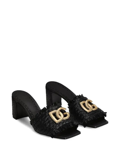 Dolce & Gabbana raffia with braid and fringe mules
