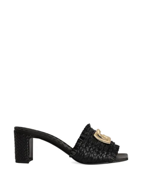 Dolce & Gabbana raffia with braid and fringe mules