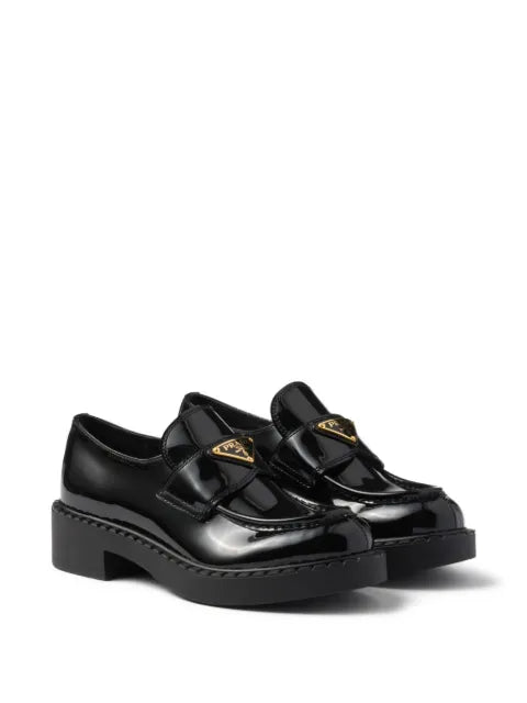 Prada Chocolate patent-finish leather loafers