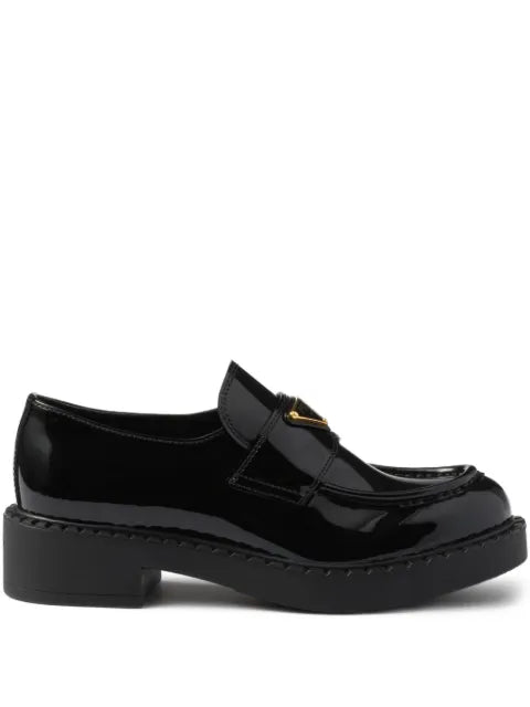 Prada Chocolate patent-finish leather loafers