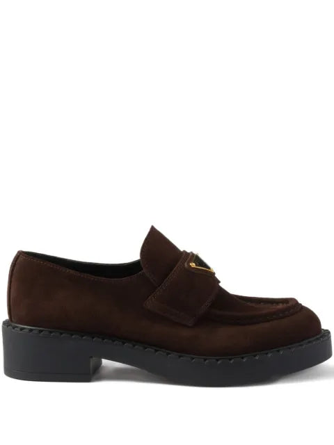Prada Chocolate logo-plaque loafers