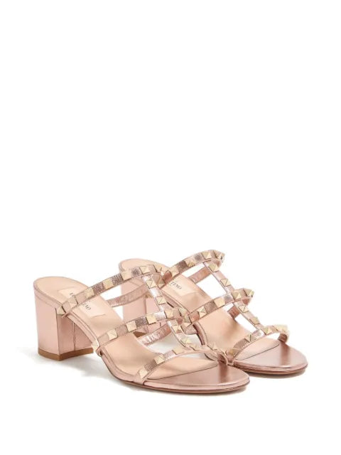 Valentino Garavani Rockstud slide sandals in laminated nappa 60mm
