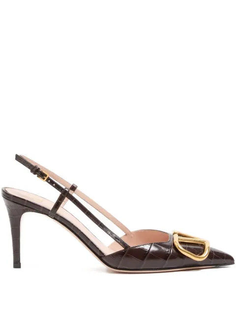 Valentino Garavani VLogo signature slingback pumps in 80mm printed calfskin