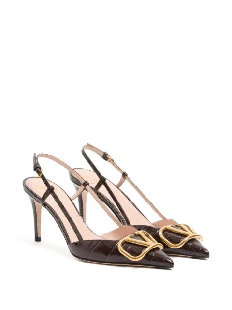 Valentino Garavani VLogo signature slingback pumps in 80mm printed calfskin