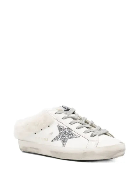 Golden Goose Super-Star sabot sneakers in leather with shearling lining and star