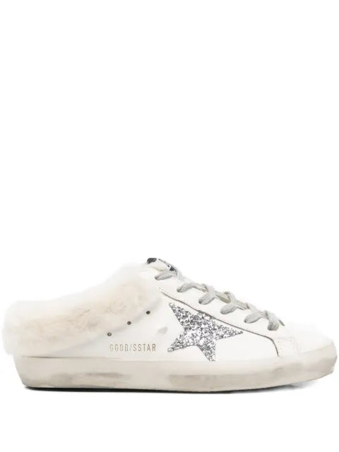 Golden Goose Super-Star sabot sneakers in leather with shearling lining and star