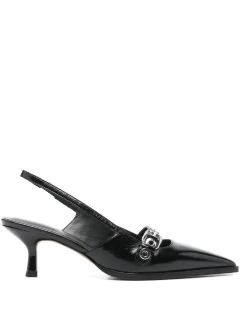 Maje leather pumps with eyelet strap