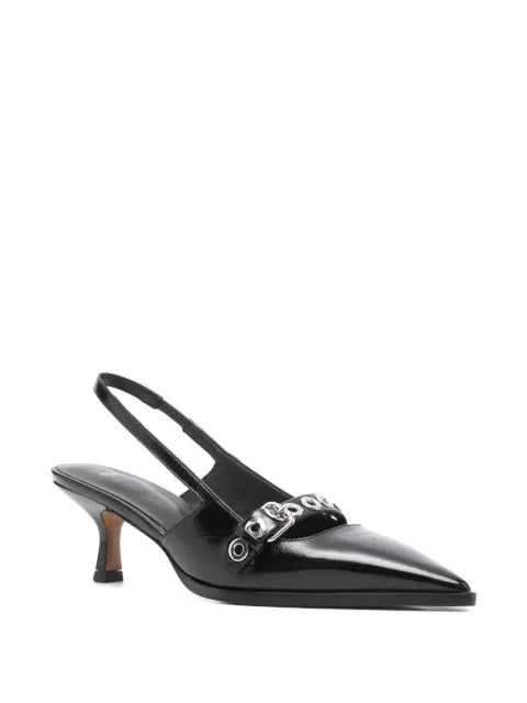 Maje leather pumps with eyelet strap