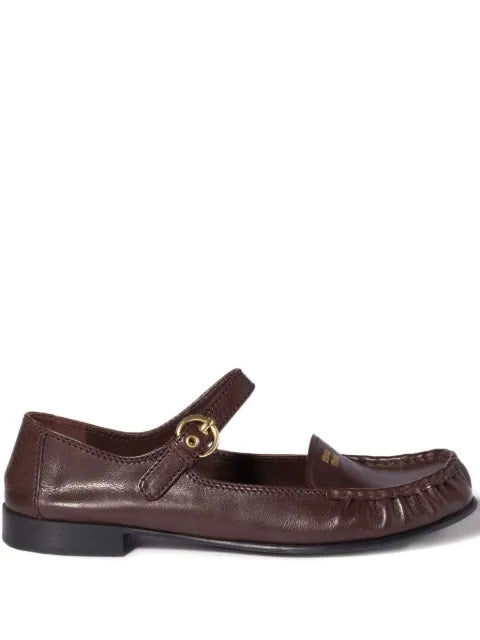 Miu Miu leather loafers with strap