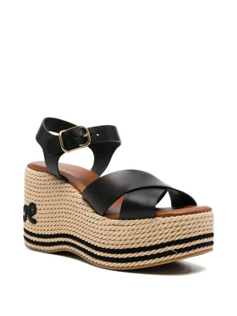 Chloé logo-embroidered platform wedge sandals