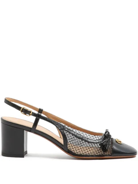 Valentino Garavani Valet Du Roi slingback pumps in mesh and kidskin 60mm