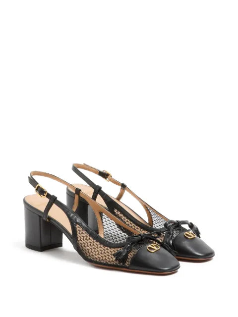 Valentino Garavani Valet Du Roi slingback pumps in mesh and kidskin 60mm