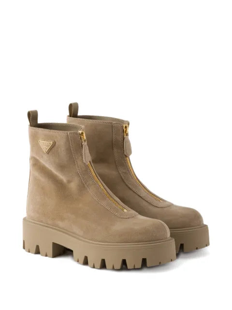 Prada suede booties with zip