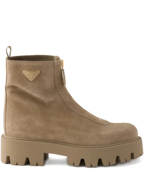 Prada suede booties with zip
