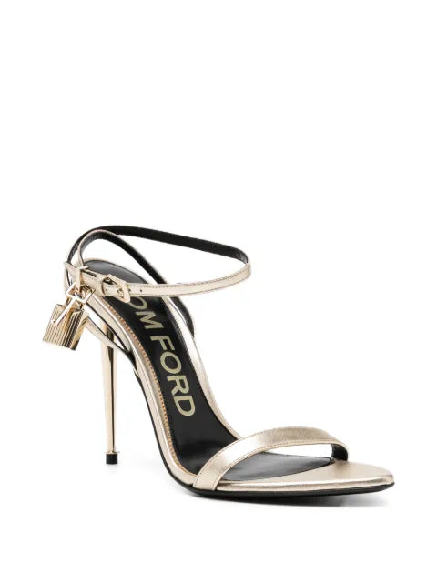 TOM FORD laminated nappa leather Padlock pointy naked sandals