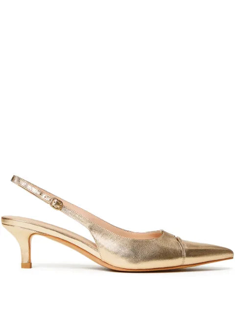 TWINSET metallic-effect logo-plaque pumps
