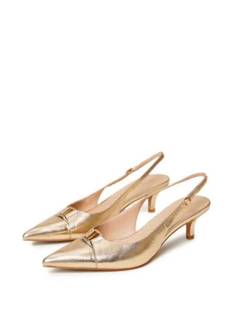 TWINSET metallic-effect logo-plaque pumps