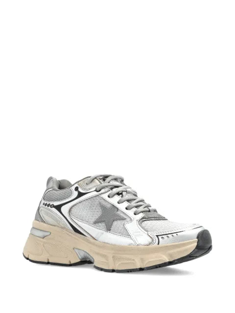 Golden Goose Lightstar trainers in gray mesh and silver nappa leather with gray TPU star