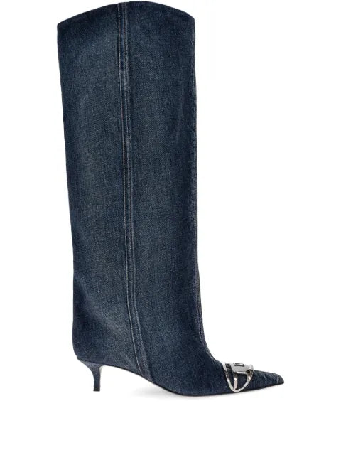 Diesel D-Venus-slouchy knee-high boots in denim