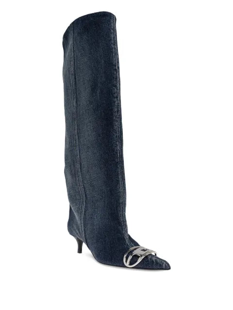 Diesel D-Venus-slouchy knee-high boots in denim