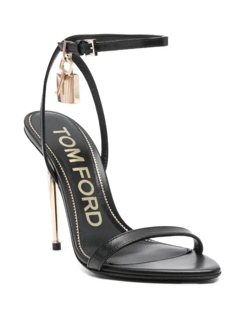 TOM FORD shiny leather Padlock pointy naked sandals