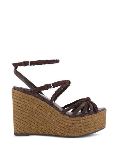 Jimmy Choo Nyra 100 braided leather wedge sandals