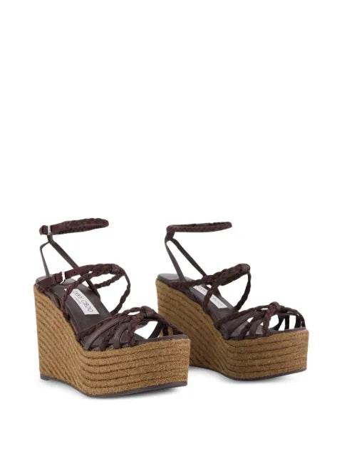 Jimmy Choo Nyra 100 braided leather wedge sandals