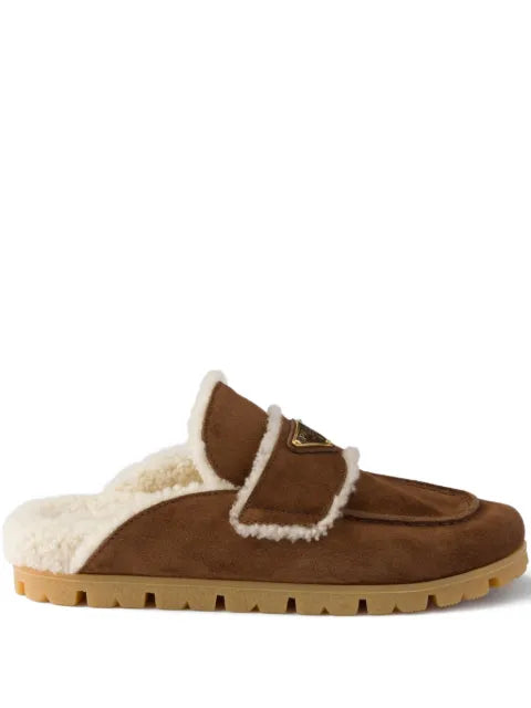 Prada suede and shearling mules