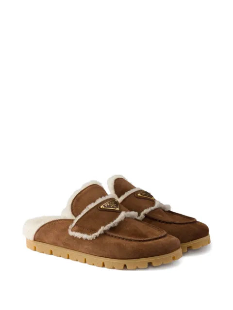 Prada suede and shearling mules