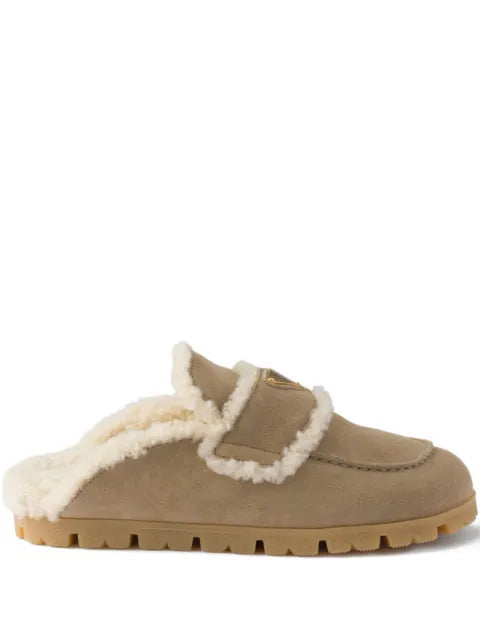 Prada suede and shearling mules