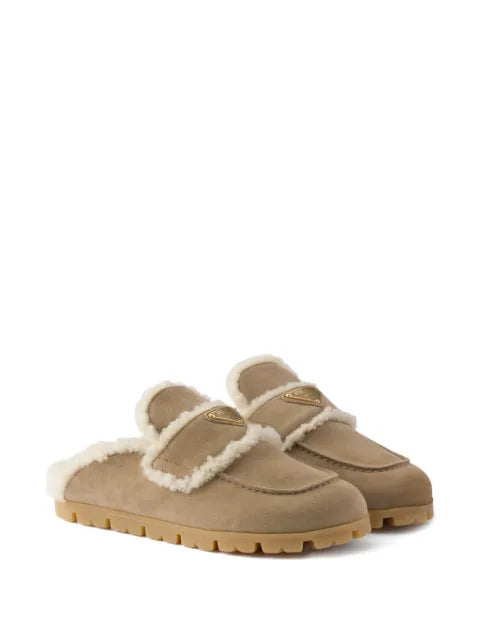 Prada suede and shearling mules