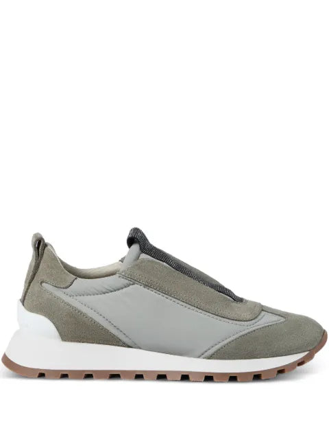 Brunello Cucinelli suede-panel slip-on sneakers
