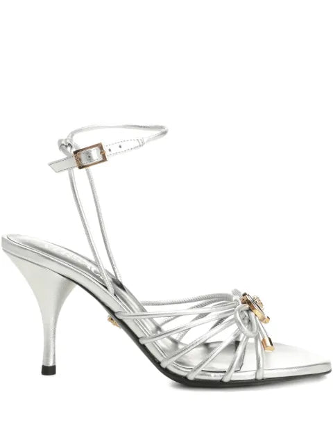 Versace Opera bow metallic sandals 85 mm