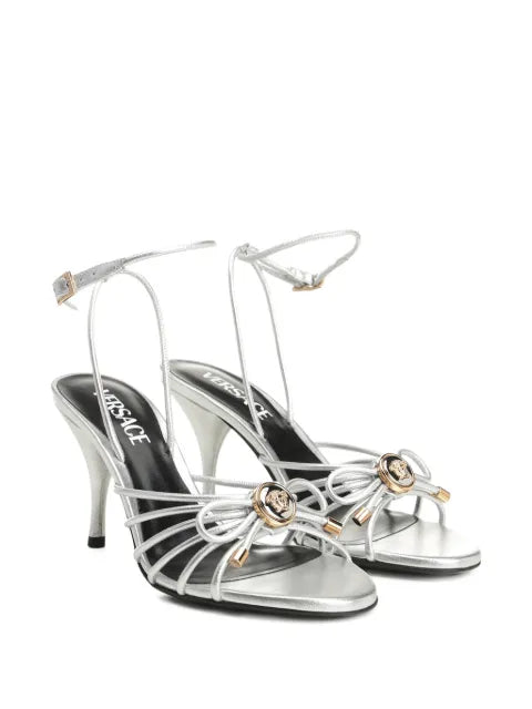 Versace Opera bow metallic sandals 85 mm