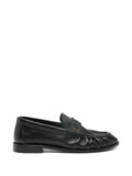 Saint Laurent logo-plaque gathered loafers