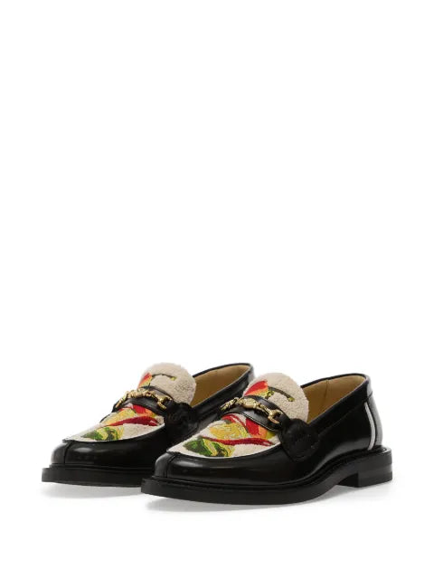 Filling Pieces embroidered chain loafers