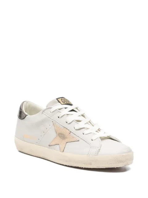 Golden Goose Super-Star trainers with crackle leather star and metallic foiled leather heels tab